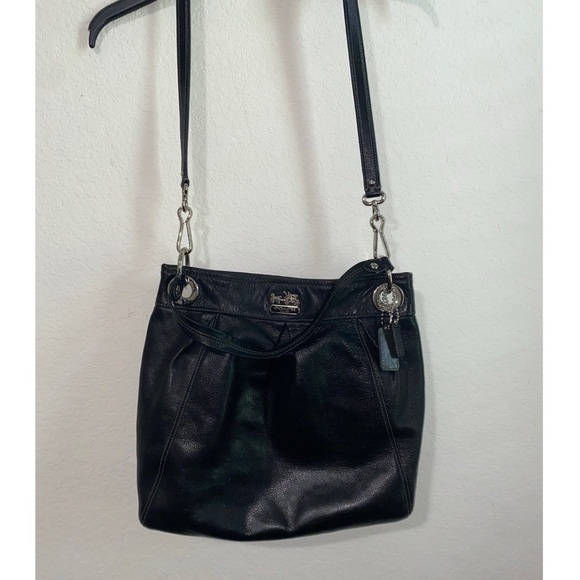 Coach Madison Timeless Black Pebble Leather Shoulder Bag With Hang Tag 14”L - Picture 2 of 16